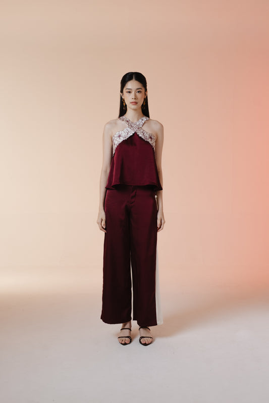 Mabel Top/Pants/Set | Maroon