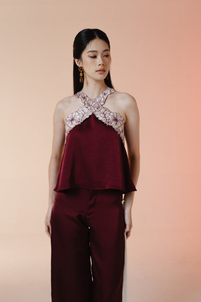 Mabel Top/Pants/Set | Maroon