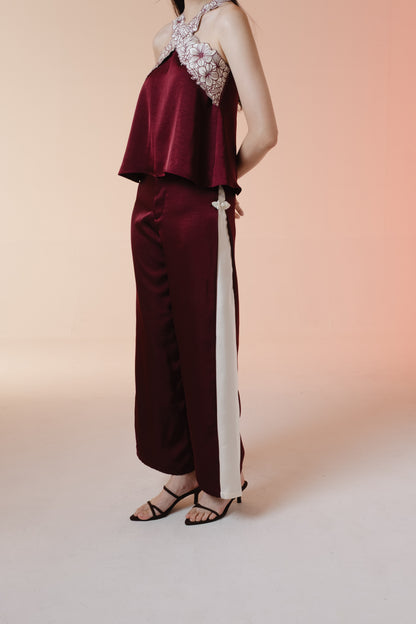 Mabel Top/Pants/Set | Maroon