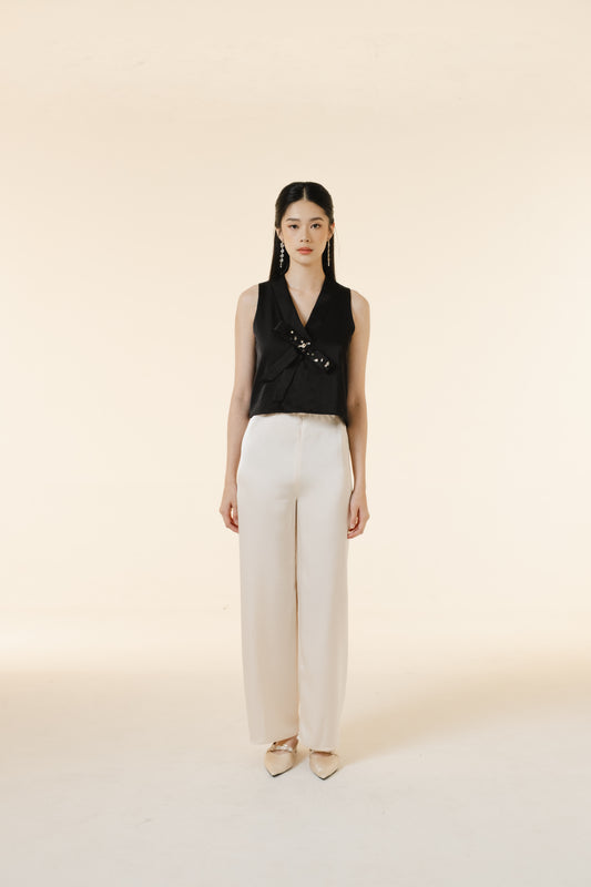 Yue Top/Pants/Set | Black & Champagne