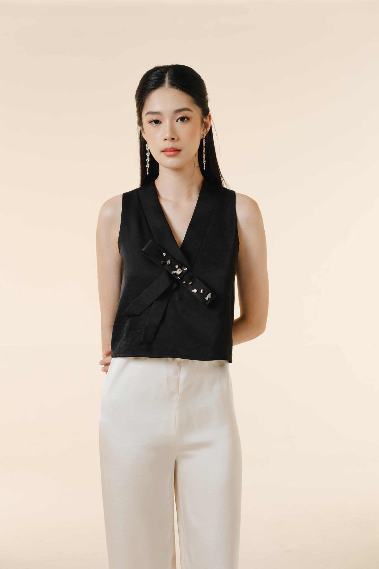 Yue Top/Pants/Set | Black & Champagne